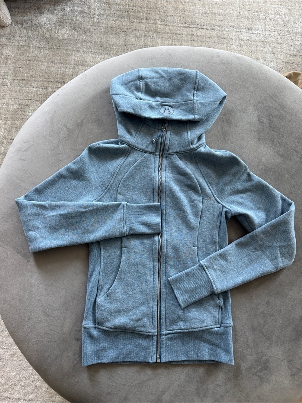 lululemon scuba hoodie Heather Light Blue Hooded Zip-Up Jacket size 2